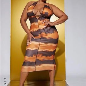 Tie dye open back halter dress